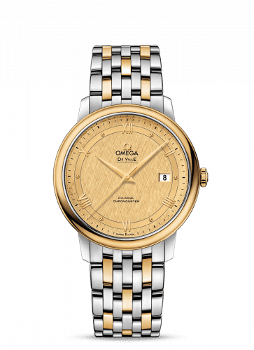 Omega De Ville Prestige Co-Axial 39.5 Stainless Steel / Yellow Gold / Vintage Champagne Silk / Bracelet 424.20.40.20.08.001