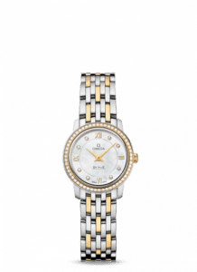 Omega De Ville Prestige Quartz 24.4 Stainless Steel / Yellow Gold / Diamond / MOP / Bracelet 424.25.24.60.55.001