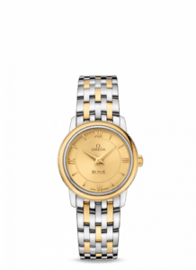 Omega De Ville Prestige Quartz 27.4 Stainless Steel / Yellow Gold / Champagne / Bracelet 424.20.27.60.08.001