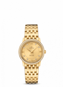 Omega De Ville Prestige Quartz 27.4 Yellow Gold / Champagne-Diamond / Bracelet 424.55.27.60.58.001