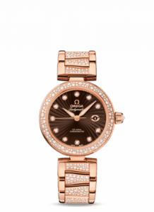 Omega LadyMatic Co-Axial 34 Red Gold / Diamond / Brown / Diamond Bracelet 425.65.34.20.63.003