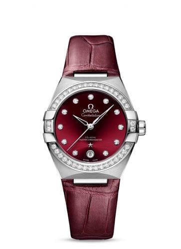 Omega Master Chronometer 36 Stainless Steel / Diamond / Red / Strap 131.18.36.20.61.001