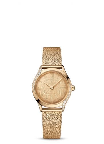 Omega Mini Trésor Quartz 26 Moonshine Gold - Diamond / White / Mesh 428.55.26.60.99.001