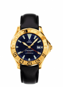 Omega Seamaster Diver 300M Automatic 41 GMT Yellow Gold / Blue / Leather 2634.80.93