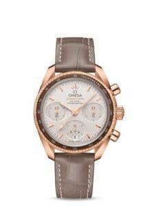 Omega Speedmaster Co-Axial 38 Sedna Gold / Diamond / Silver / Strap 324.63.38.50.02.003