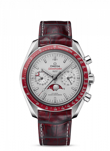 Omega Speedmaster Moonphase Chronograph Master Chronometer Platinum / Silver 304.93.44.52.99.001