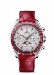 Omega Speedmaster Moonphase Chronograph Master Chronometer Platinum / Silver / Ruby 304.93.44.52.99.002