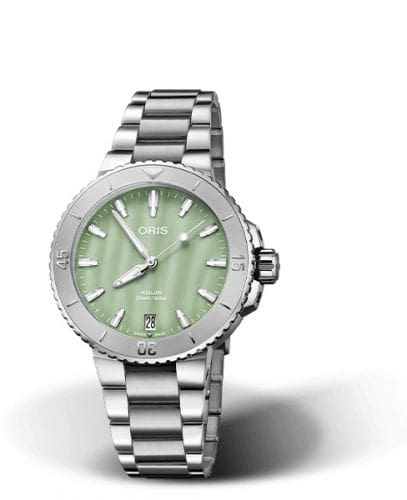 Oris Aquis Date 36.5 Stainless Steel / Green MOP / Bracelet 01 733 7770 4157-07 8 18 05P