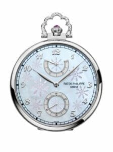 Patek Philippe Pocket Watch Lepine Power Reserve White Gold / Geisha under a Cherry Tree 982/140G