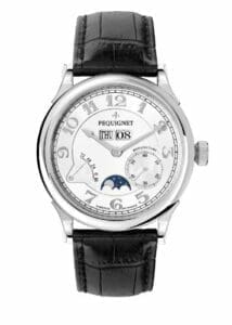 Pequignet Paris Royal Moonphase Silver Numerals / Black Strap 9007433CN