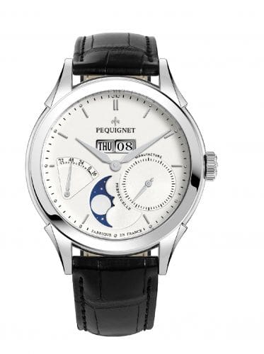 Pequignet Rue Royale Moonphase Stainless Steel / Silver / Black Alligator 9010433CN