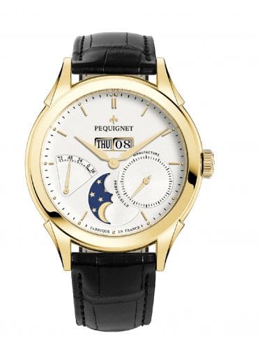 Pequignet Rue Royale Moonphase Yellow Gold / Silver / Black Alligator 9011438CN