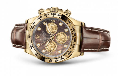 Rolex Cosmograph Daytona Yellow Gold / Black Mother of Pearl / Strap 116518-0073