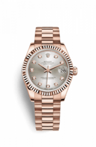 Rolex Datejust 31 Everose Fluted / President / Silver Diamond 178275f-0005