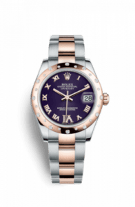 Rolex Datejust 31 Rolesor Everose Domed Diamond / Oyster / Purple Roman 178341-0011