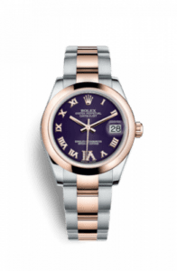 Rolex Datejust 31 Rolesor Everose Domed / Oyster / Purple Roman 178241-0073