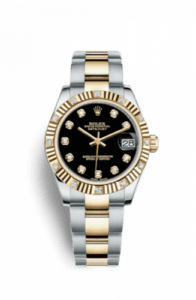 Rolex Datejust 31 Rolesor Fluted Diamond / Oyster / Black Diamond 178313-0043v