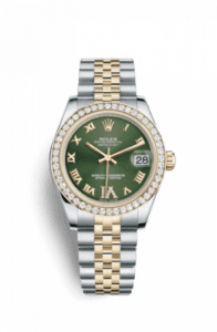 Rolex Datejust 31 Rolesor Yellow Diamond / Jubilee / Green Roman 178383-0005