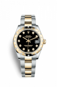 Rolex Datejust 31 Rolesor Yellow Domed Diamond / Oyster / Black Diamond 178343-0039