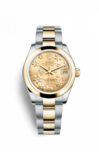 Rolex Datejust 31 Rolesor Yellow Domed / Oyster / Champagne Floral 178243-0078