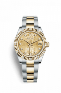Rolex Datejust 31 Rolesor Yellow Fluted Diamond / Oyster / Champagne Computer 178313-0056