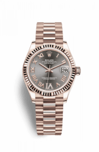 Rolex Datejust 31 Rose Gold / Fluted / Grey - Roman / President 278275-0033