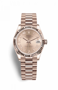 Rolex Datejust 31 Rose Gold / Fluted / Rose - Roman / President 278275-0035
