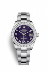 Rolex Datejust 31 Stainless Steel Diamond / Oyster / Purple - Roman 178384-0027.