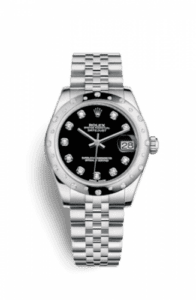 Rolex Datejust 31 Stainless Steel Domed Diamond / Jubilee / Black - Diamond 178344-0062