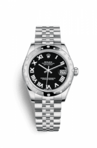 Rolex Datejust 31 Stainless Steel Domed Diamond / Jubilee / Black - Roman 178344-0034