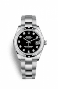 Rolex Datejust 31 Stainless Steel Domed Diamond / Oyster / Black - Diamond 178344-0030