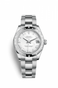 Rolex Datejust 31 Stainless Steel Domed Diamond / Oyster / White - Roman 178344-0028