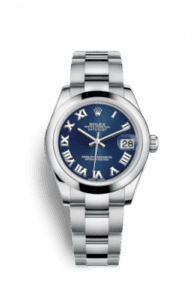 Rolex Datejust 31 Stainless Steel Domed / Oyster / Blue Roman 178240-0036