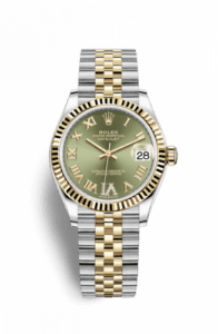 Rolex Datejust 31 Stainless Steel / Yellow Gold / Fluted / Olive - Roman / Jubilee 278273-0016