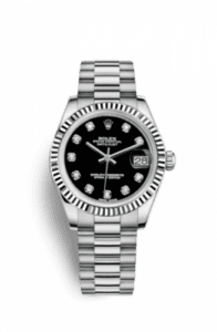 Rolex Datejust 31 White Gold Fluted / President / Black Diamond 178279-0017