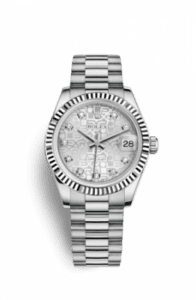 Rolex Datejust 31 White Gold Fluted / President / Silver Computer 178279-0006