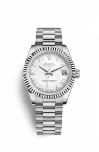 Rolex Datejust 31 White Gold Fluted / President / White Roman 178279-0067