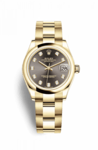 Rolex Datejust 31 Yellow Gold / Domed / Grey - Diamond / Oyster 278248-0035