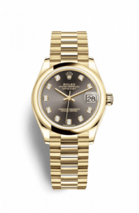 Rolex Datejust 31 Yellow Gold / Domed / Grey - Diamond / President 278248-0036