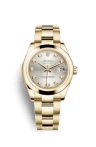 Rolex Datejust 31 Yellow Gold Domed / Oyster / Silver Diamonds 178248-0054