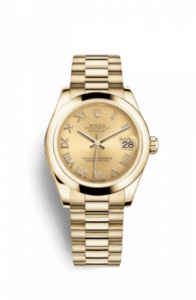 Rolex Datejust 31 Yellow Gold Domed / President / Champagne Roman 178248-0080