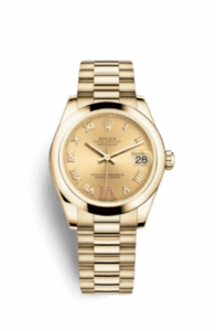 Rolex Datejust 31 Yellow Gold Domed / President / Champagne Roman 178248-0087