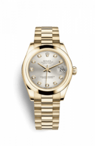 Rolex Datejust 31 Yellow Gold Domed / President / Silver Diamonds 178248-0039