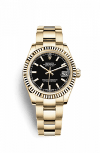 Rolex Datejust 31 Yellow Gold Fluted / Oyster / Black 178278-0106