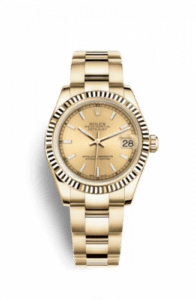 Rolex Datejust 31 Yellow Gold Fluted / Oyster / Champagne 178278-0070