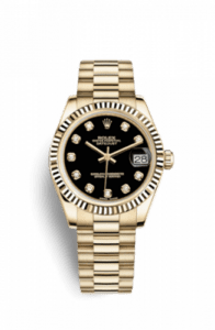Rolex Datejust 31 Yellow Gold Fluted / President / Black Diamond 178278-0065