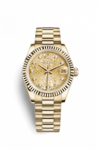 Rolex Datejust 31 Yellow Gold Fluted / President / Champagne Computer 178278-0021