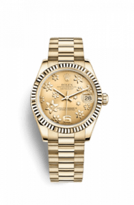 Rolex Datejust 31 Yellow Gold Fluted / President / Champagne Floral 178278-0119