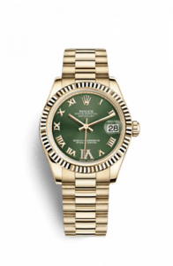 Rolex Datejust 31 Yellow Gold Fluted / President / Olive Roman 178278-0120