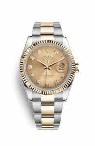 Rolex Datejust 36 Rolesor Yellow Fluted / Oyster / Champagne Diamonds 116233-0191
